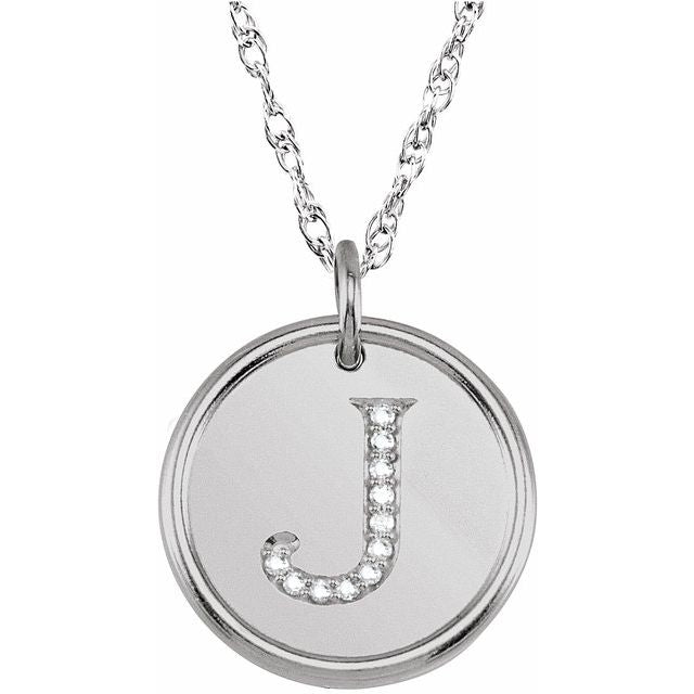 Sterling Silver .06 CTW Natural Diamond Posh Mommy® Initial J 18' Necklace