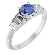 14K White Natural Tanzanite & 1/3 CTW Natural Diamond Ring