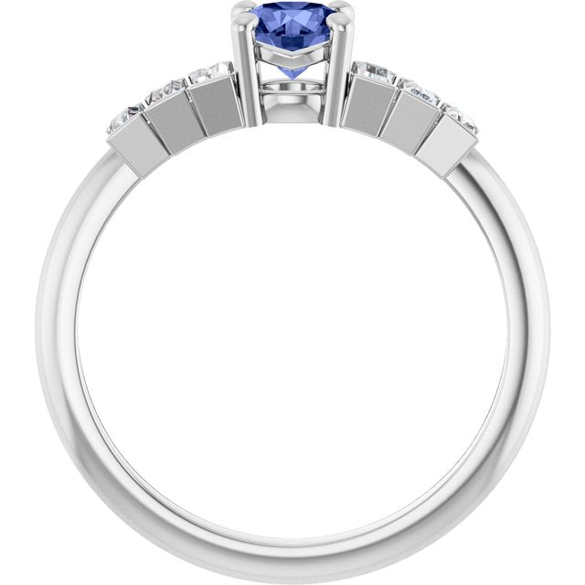 14K White Natural Tanzanite & 1/3 CTW Natural Diamond Ring