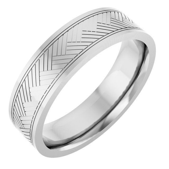14K White 6 mm Patterned Band Size 14.5