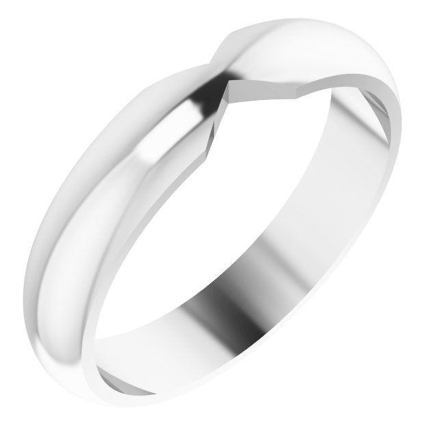 14K White 4 mm Double Notched Band Size 7