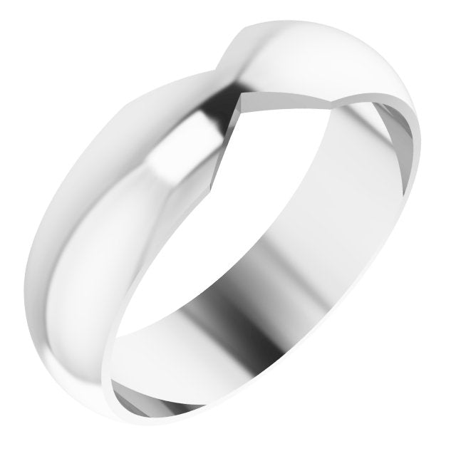 14K White 6 mm Double Notched Band Size 7