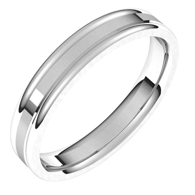 14K White 4 mm Grooved Band Size 7