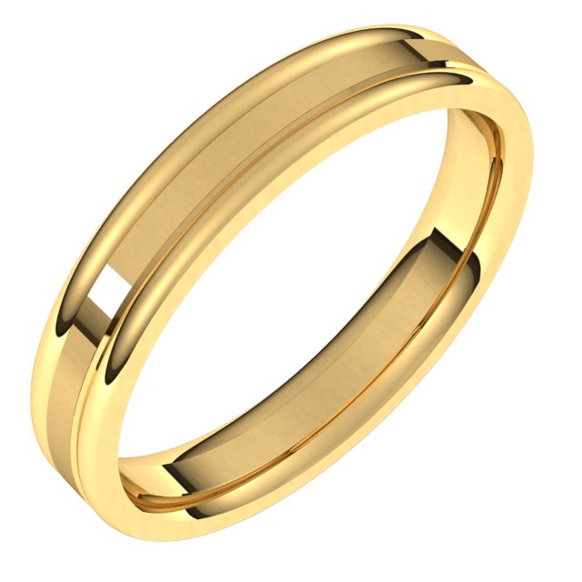 18K Yellow 4 mm Grooved Band Size 10