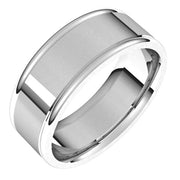 14K White 8 mm Grooved Band Size 10