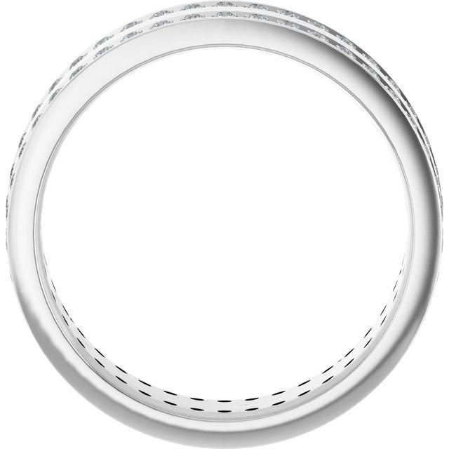 14k White 3/4 Ctw Lab-grown Diamond Double Row Accented Band Size 10