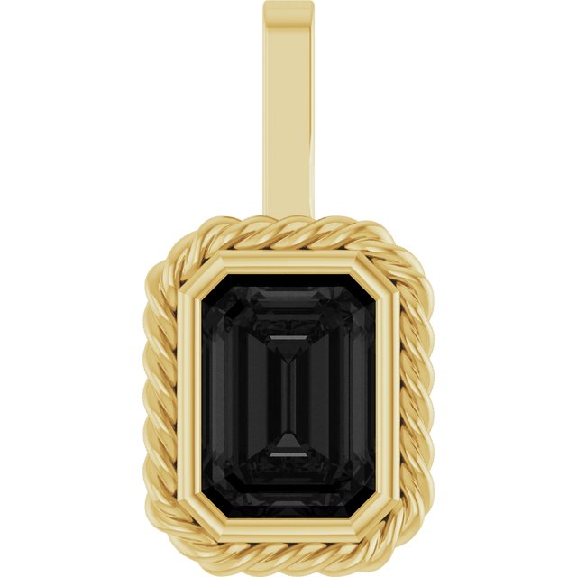 14K Yellow Natural Black Onyx Men's Pendant