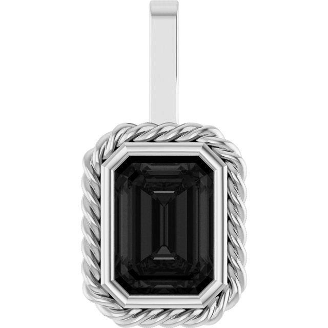 Platinum Natural Black Onyx Men's Pendant