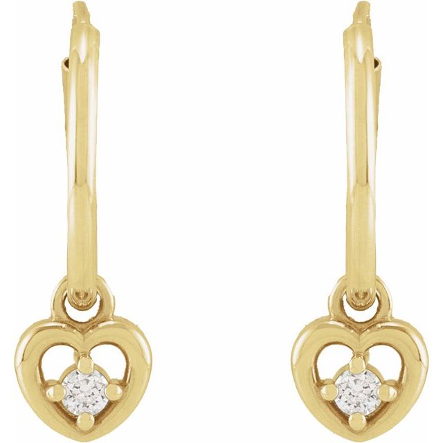 14K Yellow .06 CTW Natural Diamond Heart Hoop Earrings