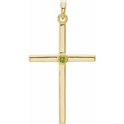 14k Yellow Natural Peridot Cross Pendant