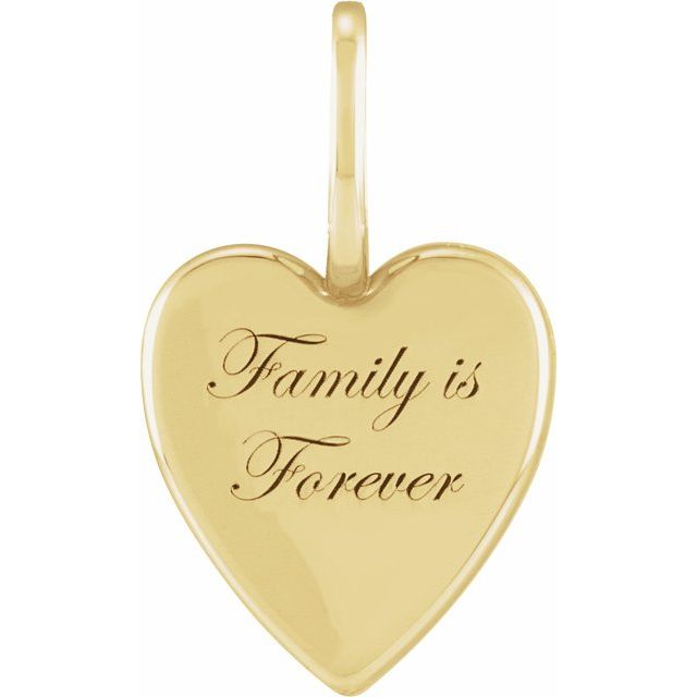 14K Yellow Family is Forever Heart Charm/Pendant