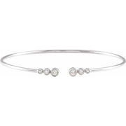 14k White 1/4 Ctw Natural Diamond Cuff 7' Bracelet