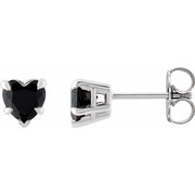 14k White Natural Black Onyx Stud Earrings