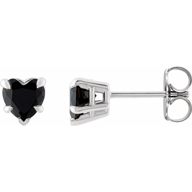 14k White Natural Black Onyx Stud Earrings
