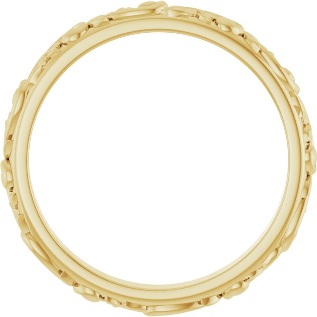 14K Yellow Floral-Inspired Band Size 7