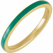 14K Yellow Green Enamel Stackable Ring