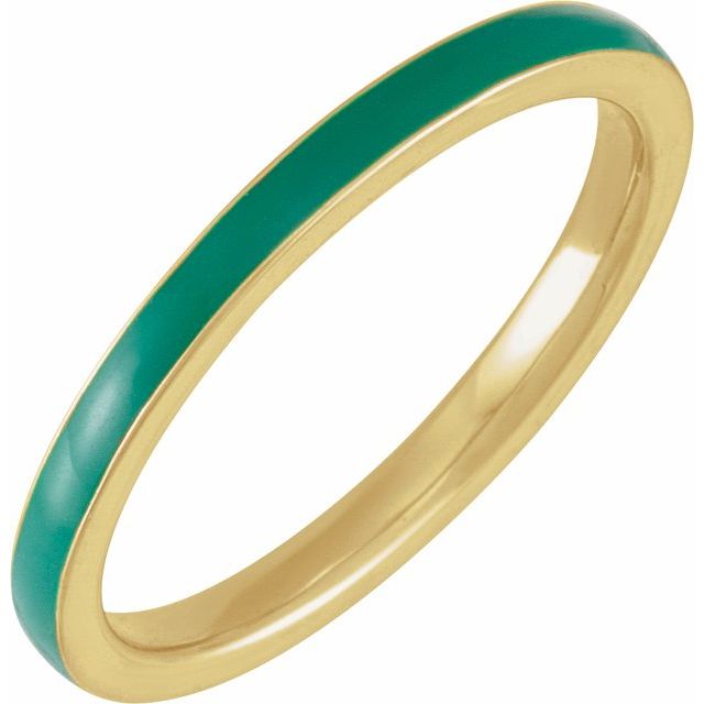 14K Yellow Green Enamel Stackable Ring
