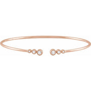14k Rose 1/4 Ctw Natural Diamond Cuff 7' Bracelet