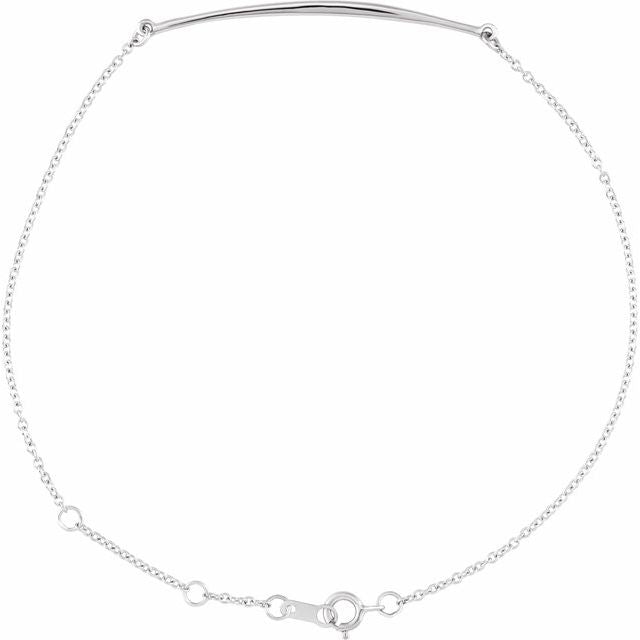 14K White Curved Bar 6 1/2-7 1/2' Bracelet