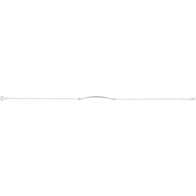 14K White Curved Bar 6 1/2-7 1/2' Bracelet