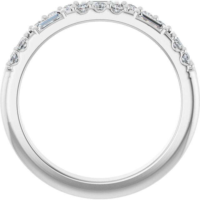 14k White 1/3 Ctw Natural Diamond Double-row Anniversary Band
