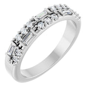 14k White 1/3 Ctw Natural Diamond Double-row Anniversary Band