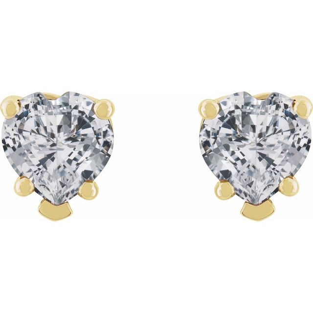 14K Yellow Natural White Sapphire Stud Earrings
