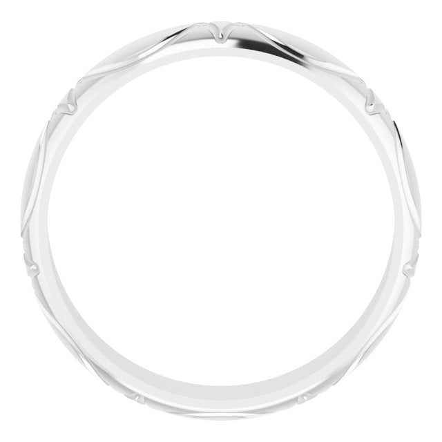 14K White 6 mm Patterned Band Size 10