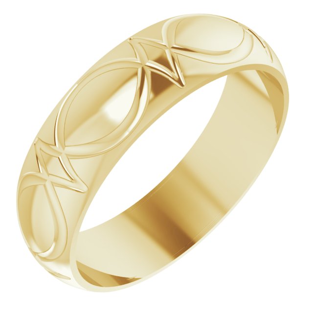 14K Yellow 6 mm Patterned Band Size 10