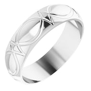 14K White 6 mm Patterned Band Size 10