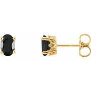 14K Yellow Natural Black Onyx Earrings