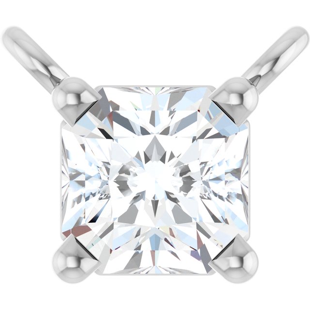 14K White 1/4 CT Lab-Grown Diamond Necklace Center