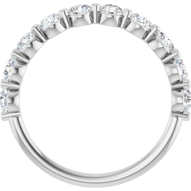 14k White 1 Ctw Lab-grown Diamond Anniversary Band