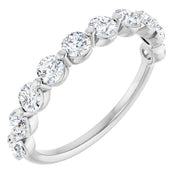 14k White 1 Ctw Lab-grown Diamond Anniversary Band