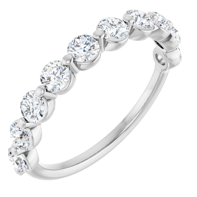 14k White 1 Ctw Lab-grown Diamond Anniversary Band