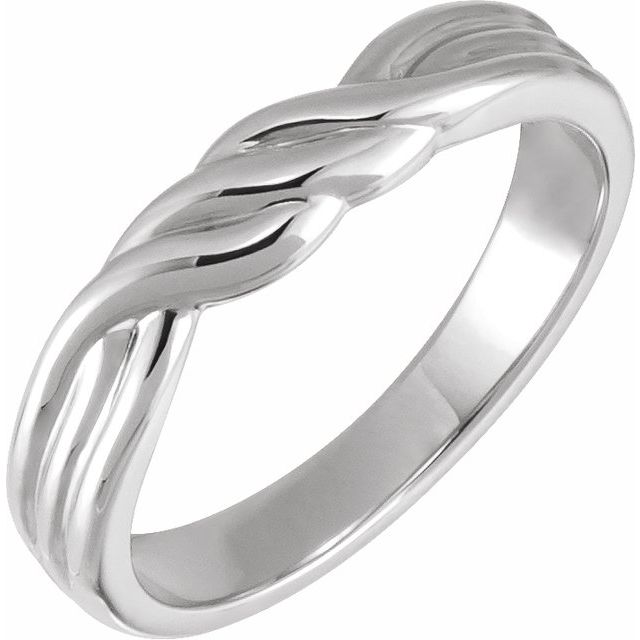 14K White Twisted Band