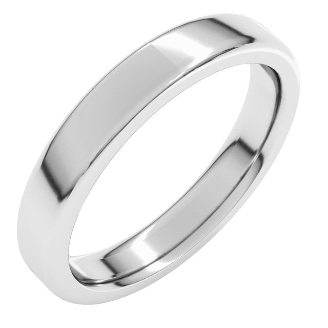14K White 4 mm Round Edge Heavy Band Size 5.5