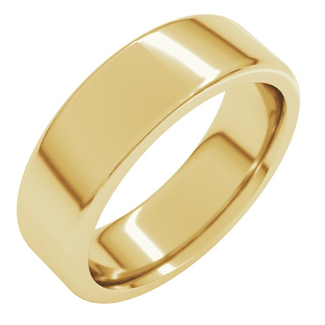 14k Yellow 7 Mm Heavyweight Round-edge Comfort-fit Flat Band Size 10