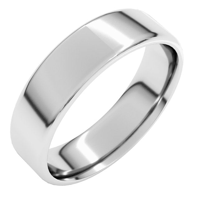 14K White 6 mm Round Edge Light Band Size 6.5
