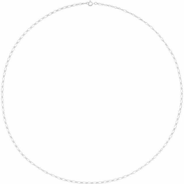 14K White 1.5 mm Figaro 18' Chain