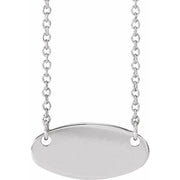 Sterling Silver Engravable Oval 18' Necklace