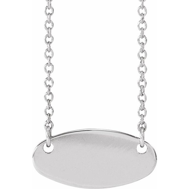 Sterling Silver Engravable Oval 18' Necklace