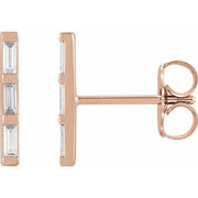 14K Rose 1/8 CTW Natural Diamond Bar Earrings