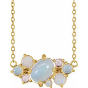 14K Yellow Natural Multi-Gemstone Scattered 16-18' Necklace