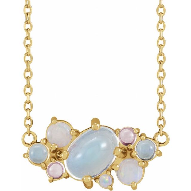 14K Yellow Natural Multi-Gemstone Scattered 16-18' Necklace