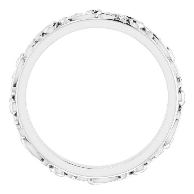 14K White Floral-Inspired Band Size 5
