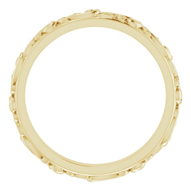 14K Yellow Floral-Inspired Band Size 6