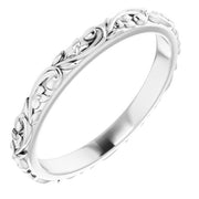 14k White Floral-inspired Band Size 8