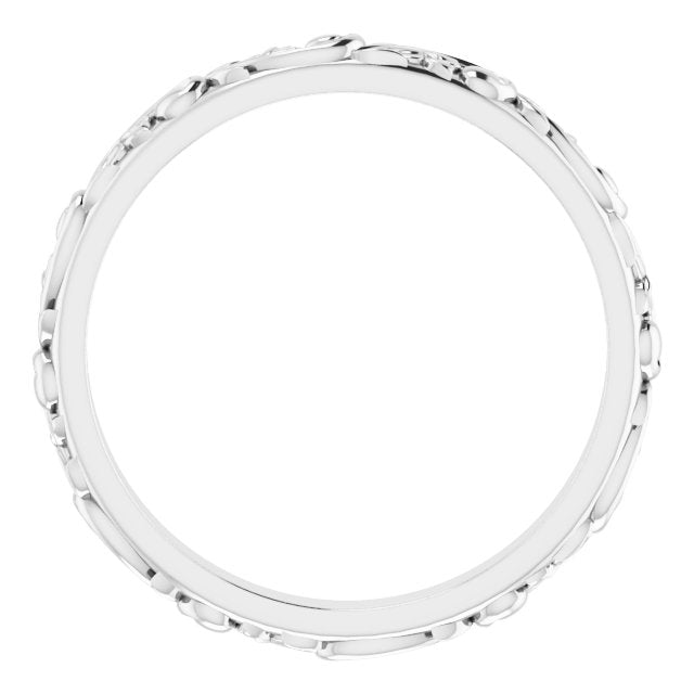 14k White Floral-inspired Band Size 8