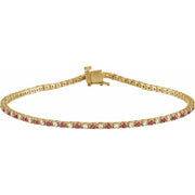 14K Yellow Natural Ruby & 5/8 CTW Natural Diamond Line 7 1/4' Bracelet